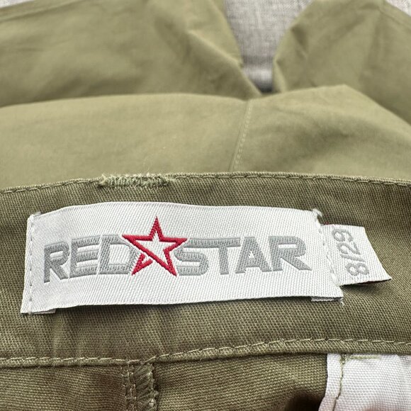 NEW!‎ Red Star Womens Shorts 8/29 Olive Green High Waisted Pockets $88 - Picture 2 of 12